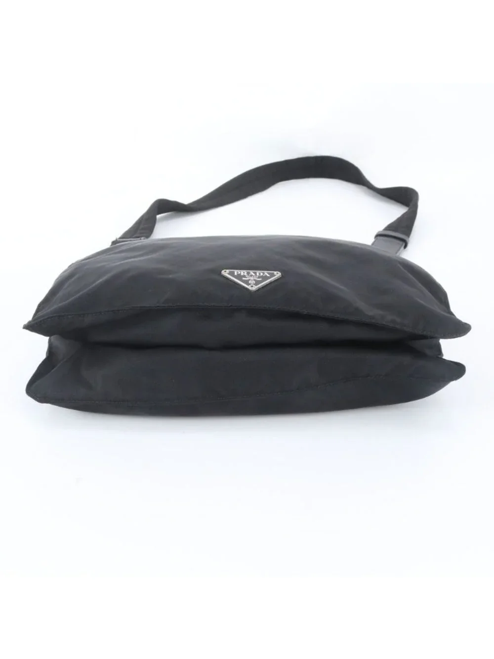 Prada White Tessuto Nylon Triangle Logo Leather Shoulder Bag Crossbody